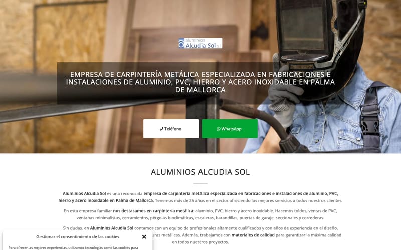 Website von Aluminios Alcudia Sol