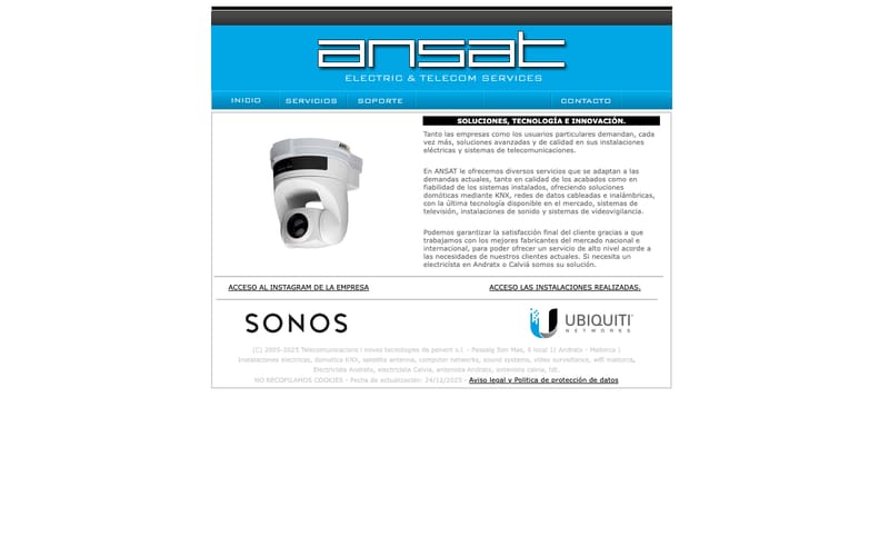Website von ANSAT Electric & Telecom Services