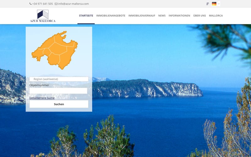 Website von Azur Mallorca Inmobiliaria