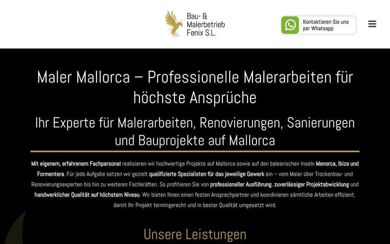 Website von Bau- und Malerbetrieb Fenix S.L.