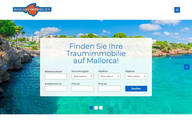 Website von Bohlens Immobilien - Real Estate Mallorca