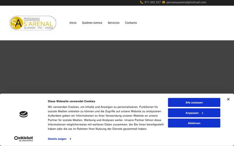 Website von Carpintería de Aluminio El Arenal