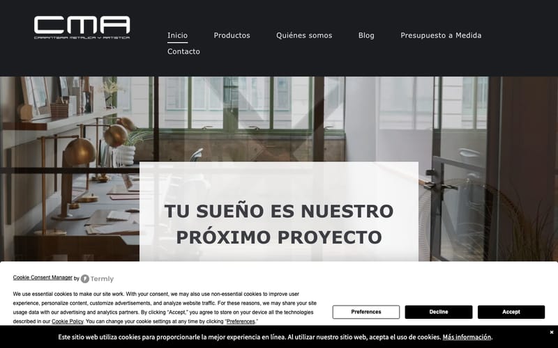 Website von CMA Balear - Carpintería Metálica y Artística