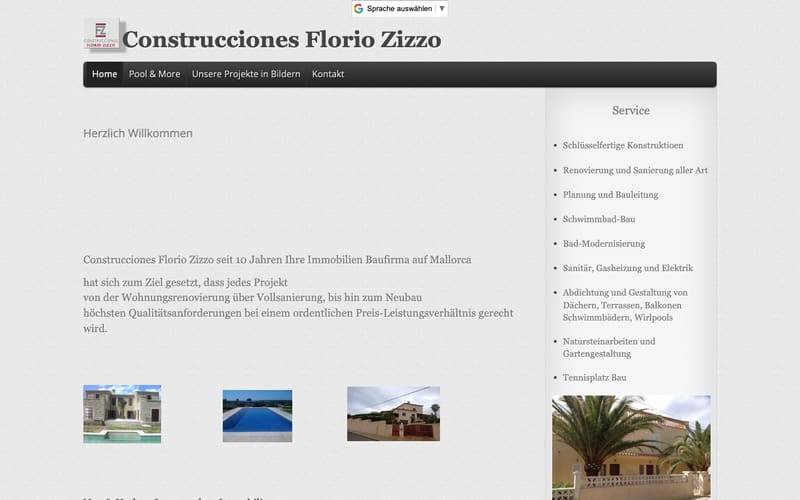 Website von Construcciones Florio Zizzo