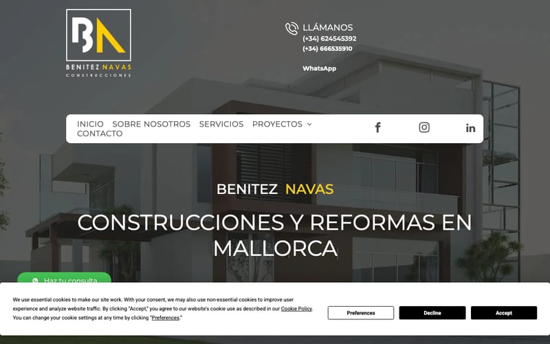 Website von Construcciones y Reformas Benítez Navas
