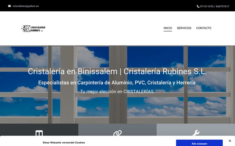 Website von Cristalería Rubines S.L.