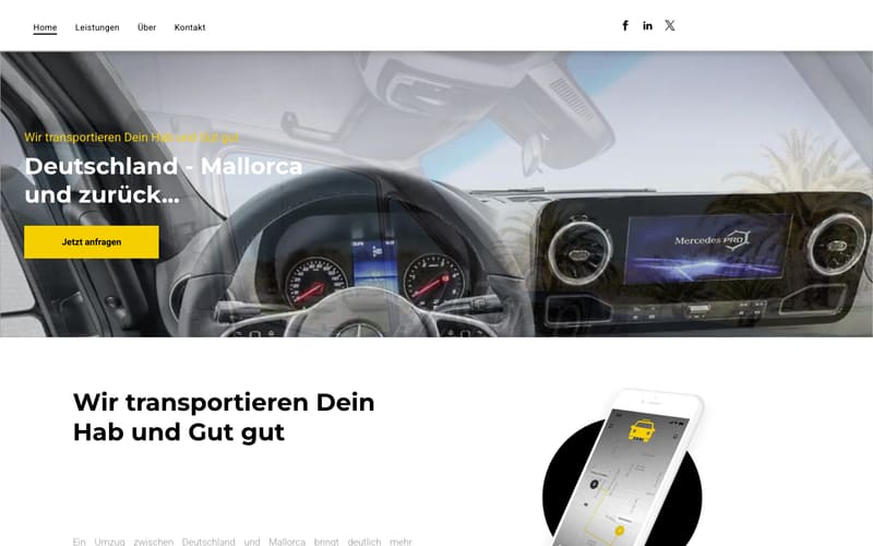 Website von El Aleman Transportes Umzug Deutschland Mallorca S.L.