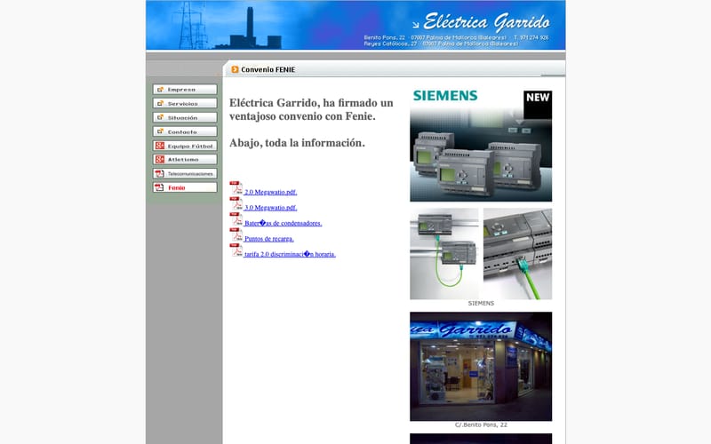 Website von Eléctrica Garrido