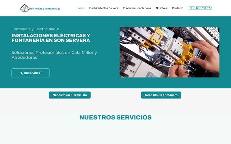Website von Electricidad y Fontanería JS