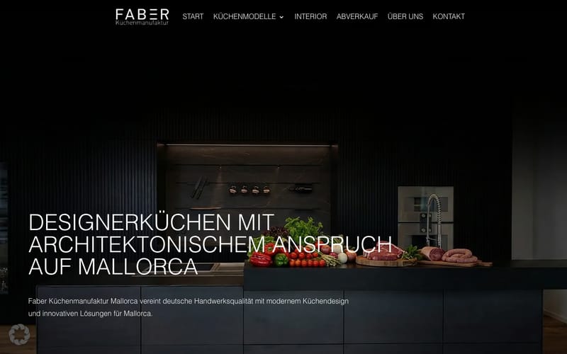 Website von Faber Kuechenmanufaktur Mallorca