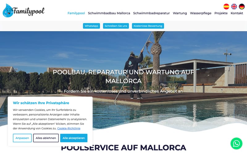 Website von Familypool Mallorca, S.L.