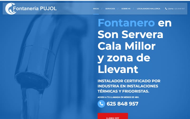 Website von Fontanería Pujol