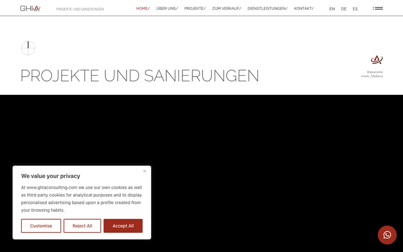 Website von GHIA Proyectos y Consulting Service S.L.