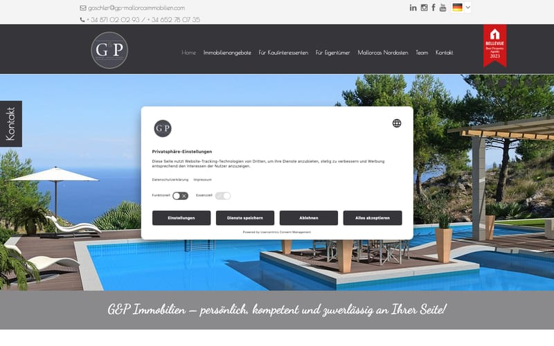 Website von Goschler & Partner Inmobiliaria