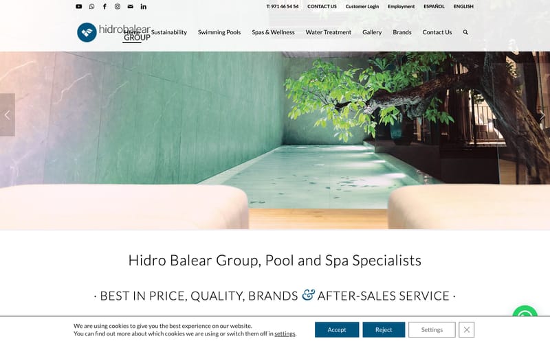 Website von Hidro Balear Group