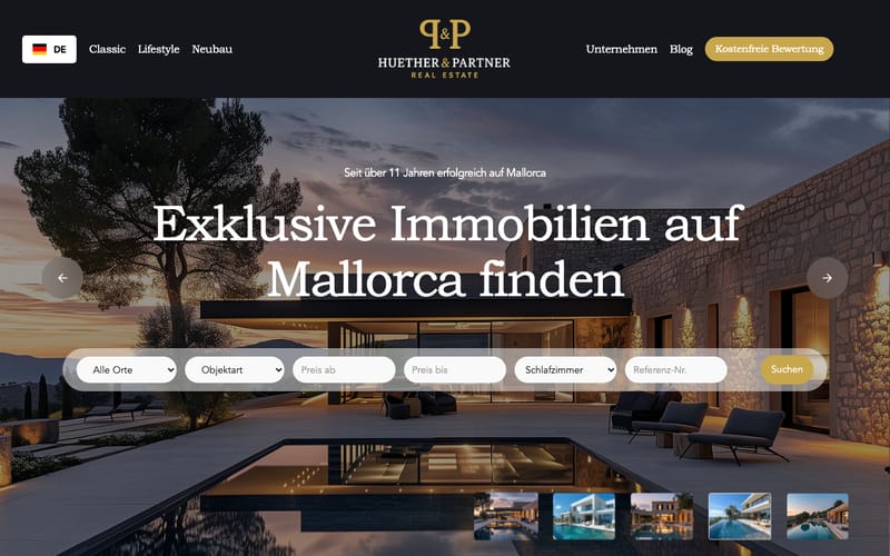 Website von Huether & Partner Mallorca