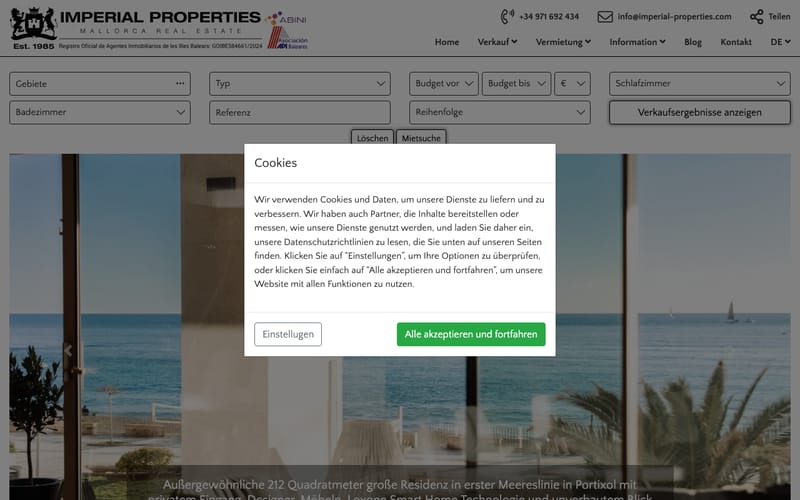 Website von Imperial Properties
