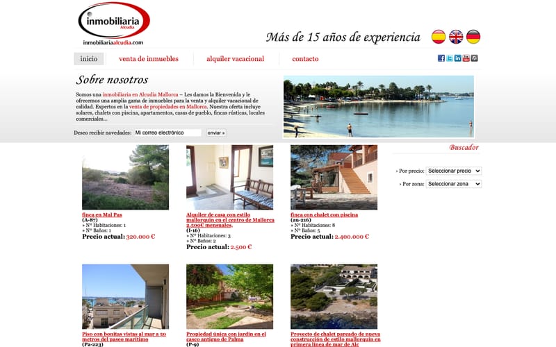 Website von Inmobiliaria Alcudia
