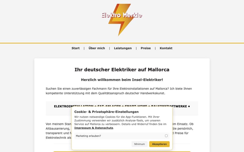 Website von Insel-Elektriker Dieter Merkle