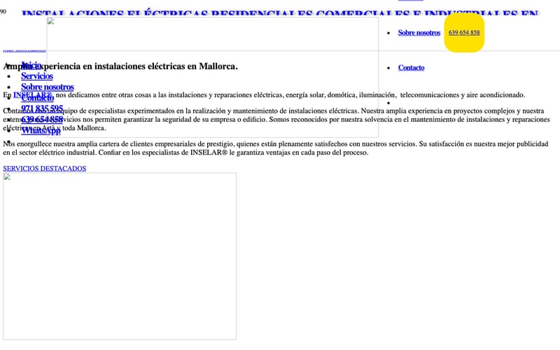 Website von Inselar Instalaciones Eléctricas