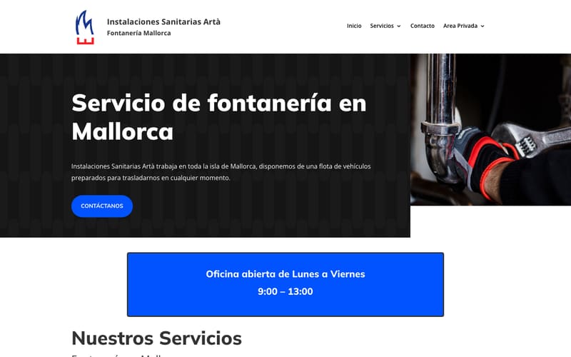 Website von Instalaciones Sanitarias Artà