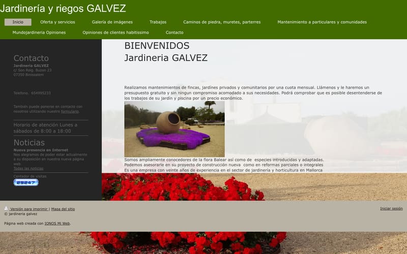 Website von Jardinería Gálvez