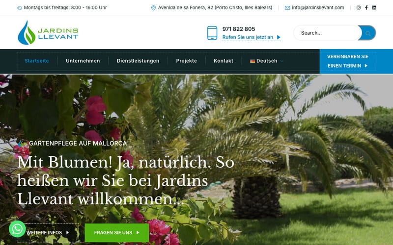 Website von Jardins Llevant