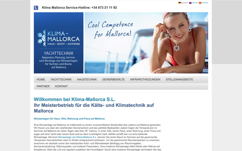 Website von Klima-Mallorca 2010 S.L.