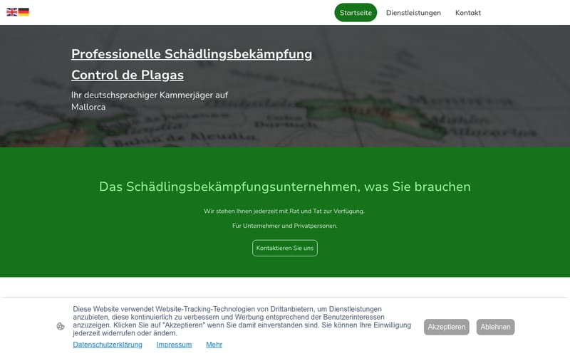 Website von Kraus Schaedlingsbekaempfung (Control de Plagas)