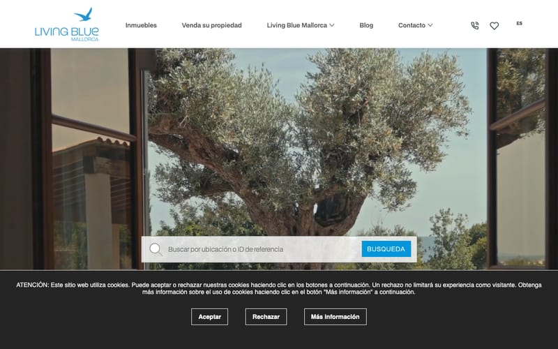 Website von Living Blue Mallorca