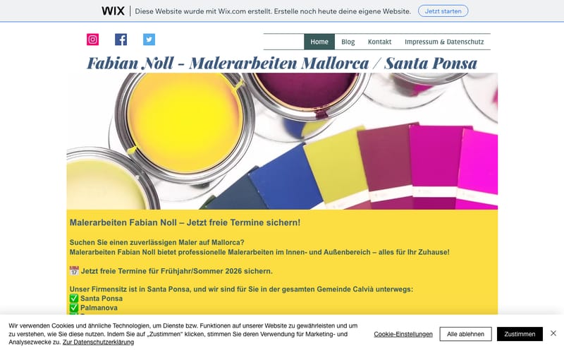 Website von Malerarbeiten Fabian Noll