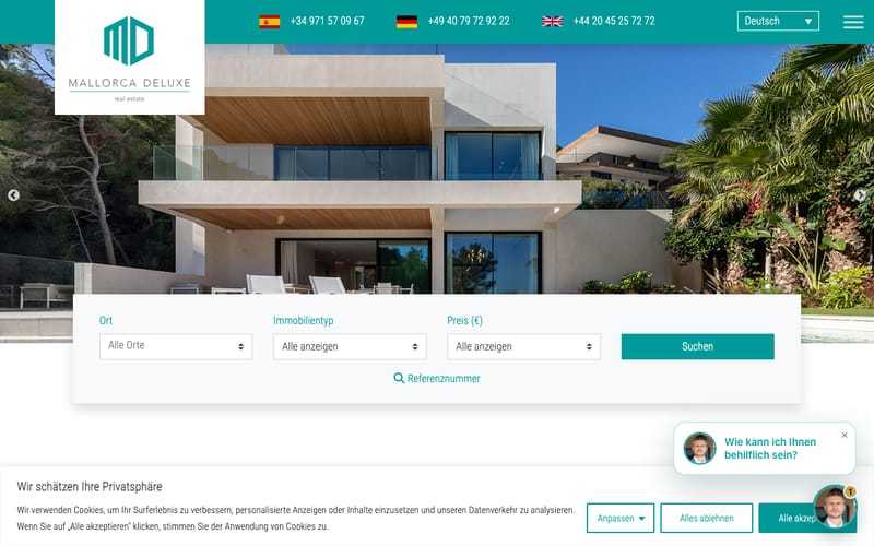 Website von Mallorca Deluxe Real Estate