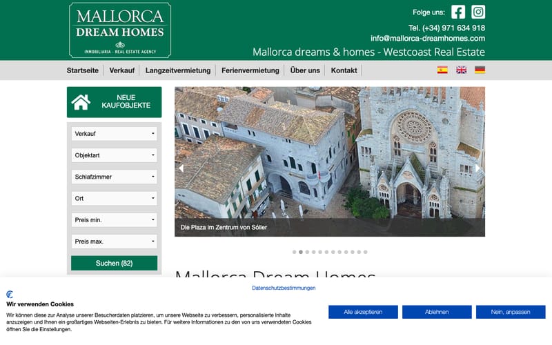 Website von Mallorca Dream Homes