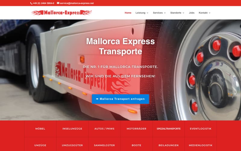 Website von Mallorca-Express (Dieter Lynen Logistik & Transporte)