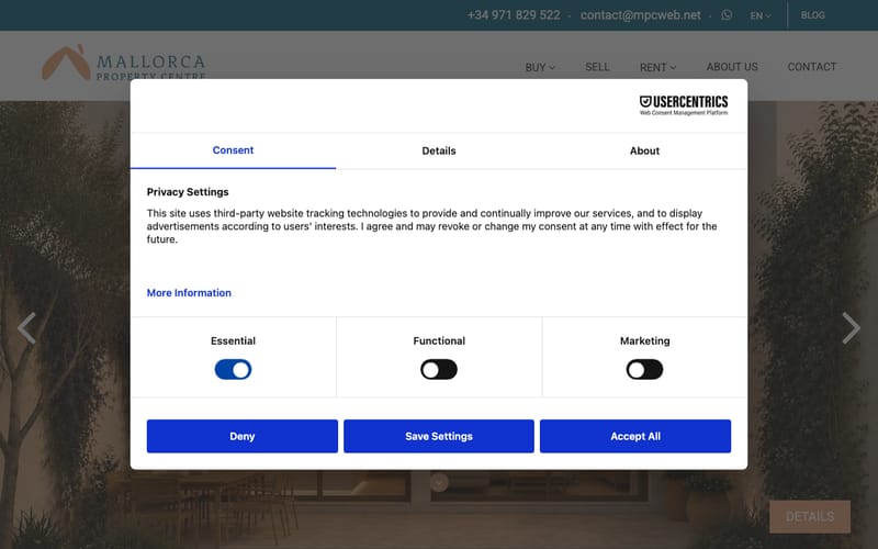 Website von Mallorca Property Centre