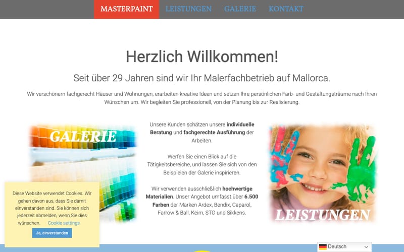Website von Masterpaint Mallorca (Colores de Mallorca by Guenter Haeusler S.L.)