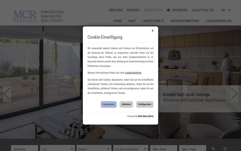 Website von MCR Mallorca Immobilien