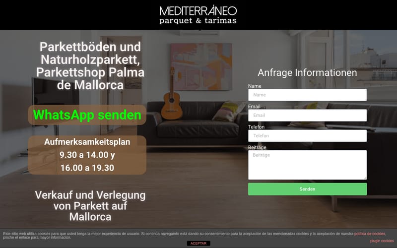 Website von Mediterraneo PyT (Parkett Mediterraneo)