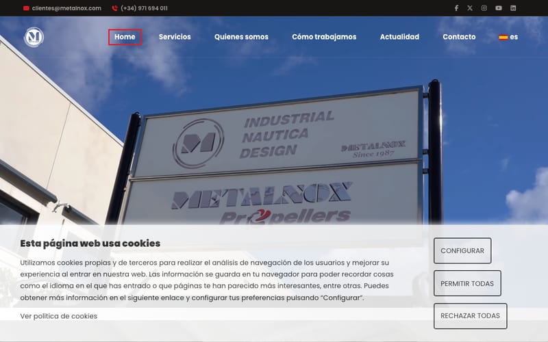 Website von Metalnox - Maxmetal Calvià S.L.