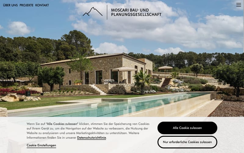 Website von Moscari Bau- und Planungsgesellschaft