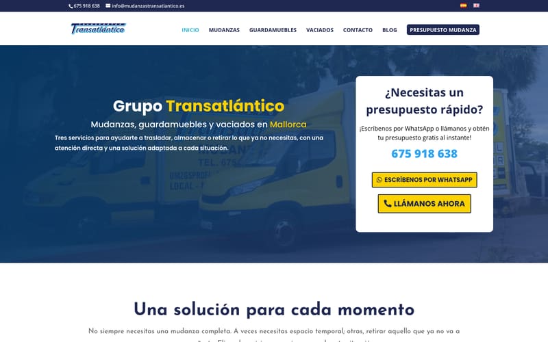 Website von Mudanzas Transatlantico