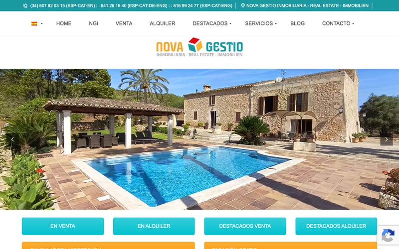 Website von Nova Gestio Inmobiliaria