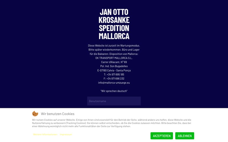 Website von OK Transport Mallorca SL