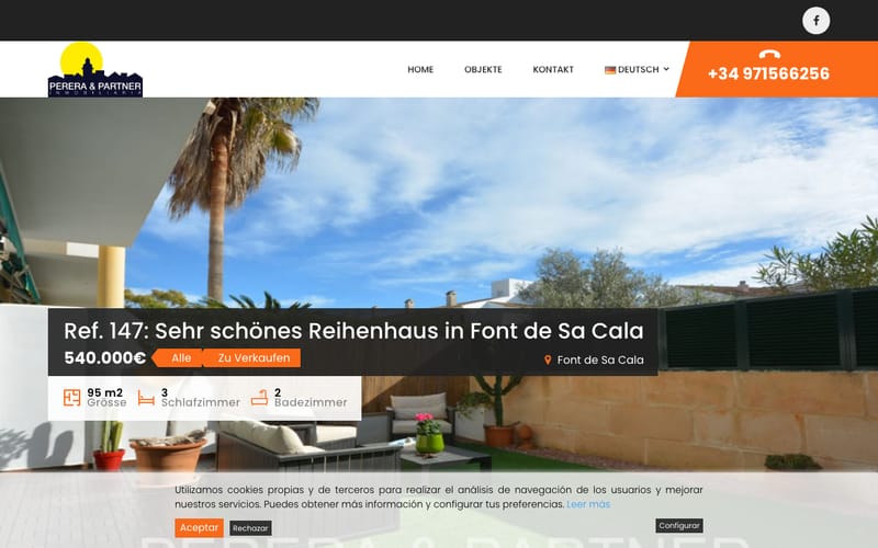 Website von Perera & Partner Inmobiliaria