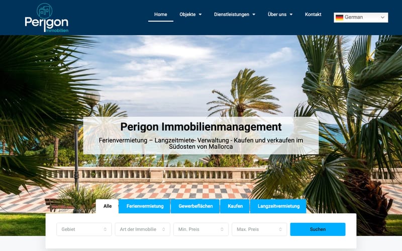 Website von Perigon Immobilien