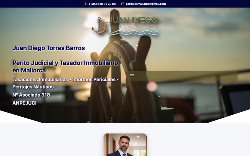 Website von Peritajes Mallorca - Juan Diego Torres Barros