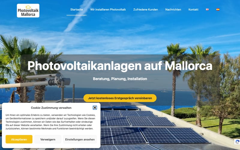 Website von Photovoltaik Mallorca