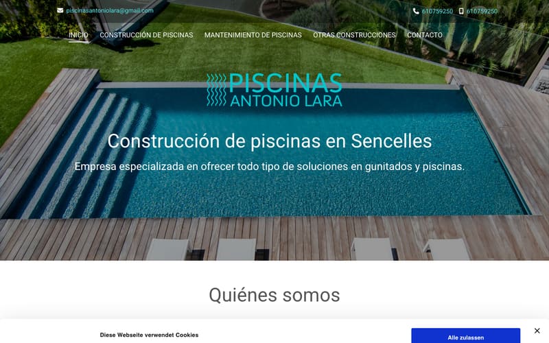 Website von Piscinas Antonio Lara