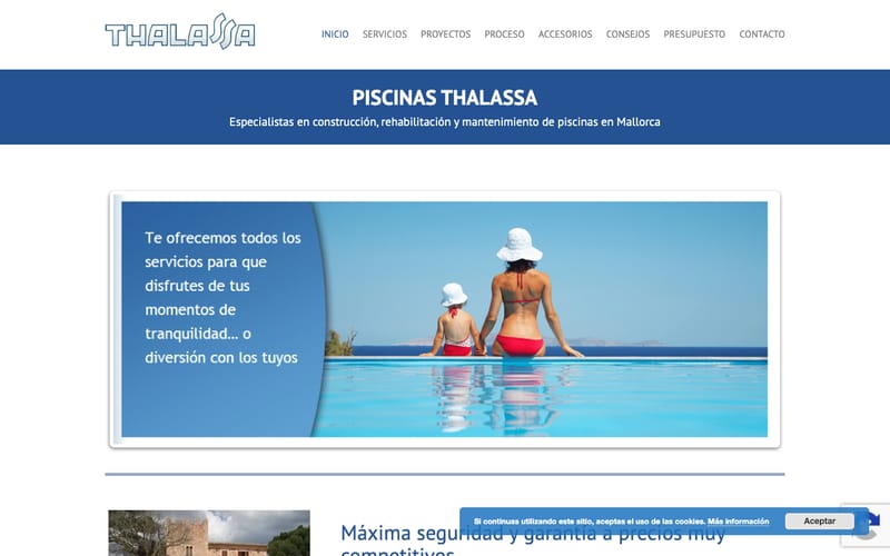 Website von Piscinas Thalassa