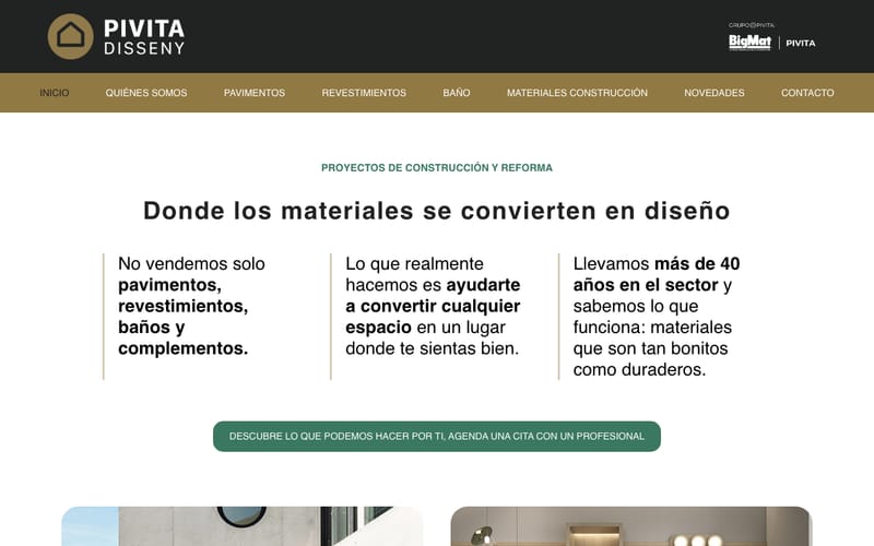 Website von PIVITA Disseny (Showroom Calvià)